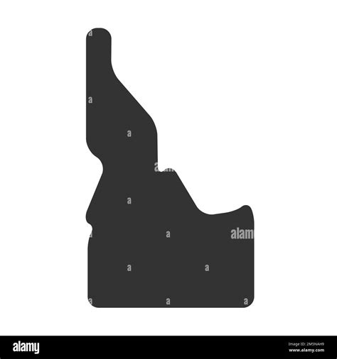 Idaho state of United States of America, USA. Simplified thick black silhouette map with rounded ...
