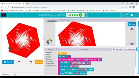 Image result for Code.org Lesson 27 for Loops with Artist