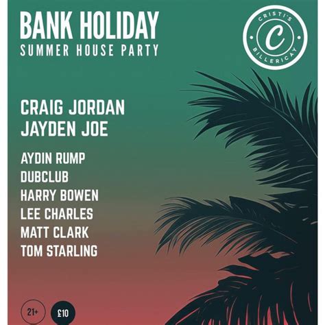 Craig Jordan & Jayden Joe Presents: Bank Holiday Summer Party, Cristi's ...