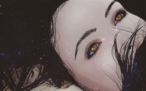 Download wallpaper 2560x1600 girl, eyes, art, face, hair, cosmic ...