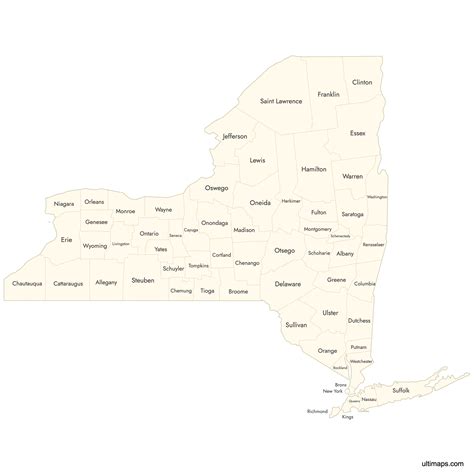 Map of New York Counties — Ultimaps