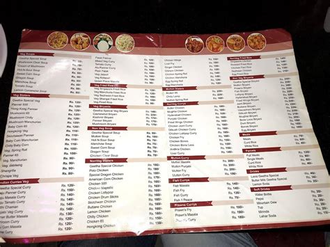 Menu at Sri Geetha Restaurant, Repalle