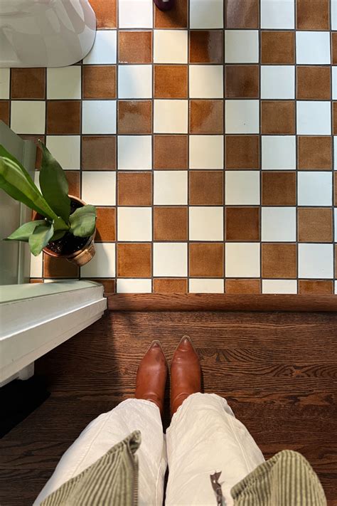 Checkerboard Bathroom Floor Tile - Love handmade