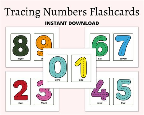 Number Flashcards 0-9, Numbers Flashcards, Learn to Count, Montessori Resource, Preschool ...