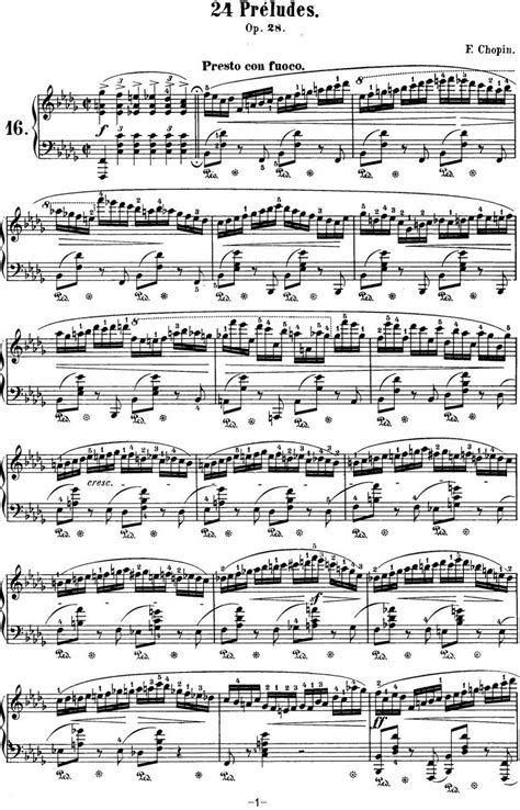 肖邦 24首钢琴前奏曲 Op 28 No 16 降B小调 钢琴谱 简谱