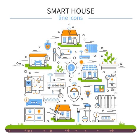 Smart House Flat Coloured Icon Set | Kostenlose Vektor