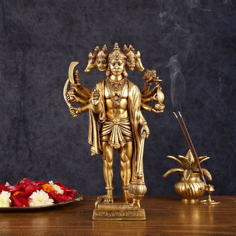 Brass Standing Panchmukhi Hanuman idol 14" – Budhshiv.com