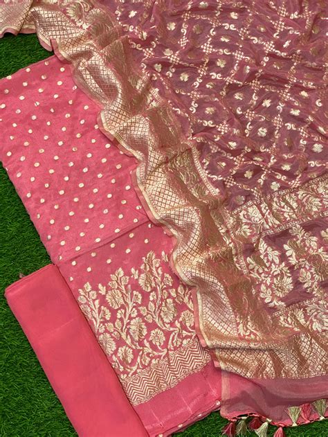 Pure Khaddi Chiffon Georgette Water Gold Zari Unstitched Suit With Geo ...