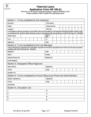 Image result for Paternity Leave Form Printable Version
