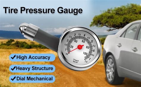 Car 100 PSI Analog Meter Tire Pressure Gauge Meter Vehicle Tester Tyre ...