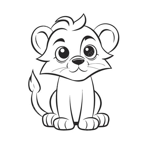 Cute Coloring Page Of A Lion Outline Sketch Drawing Vector, Lion King ...