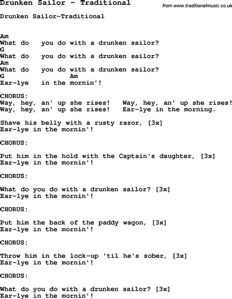 Learn Drunken Sailor Song, with Accompaniment Chords