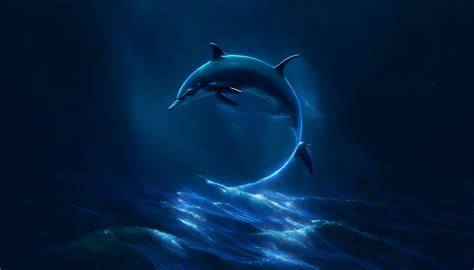 Night: Dolphin jumping in the sea by Z A Y N O S