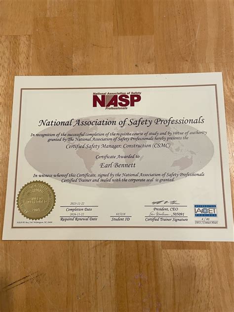 It’s official, I completed the Certified Safety Manager Construction ...