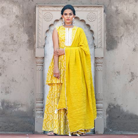 Pear Green Mirror Gota Work Sharara