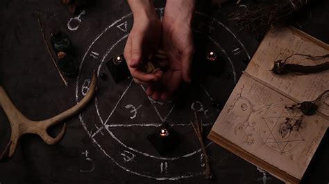 Black magic candles burn. Smoke on the background of the magical ...