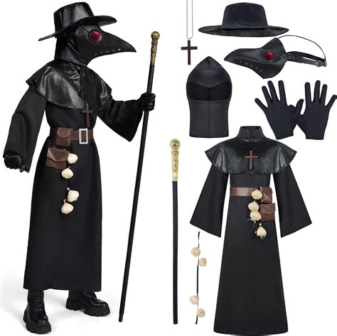 Spooktacular Creations Black Plague Doctor Costumes Set, 10 in 1 ...