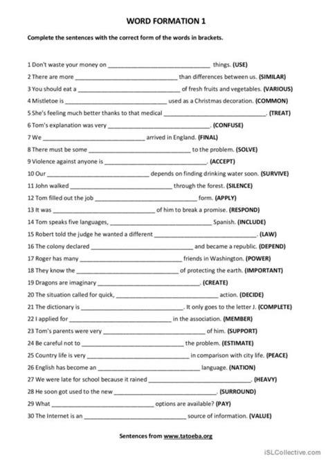 Word Formation Practice 的图像结果