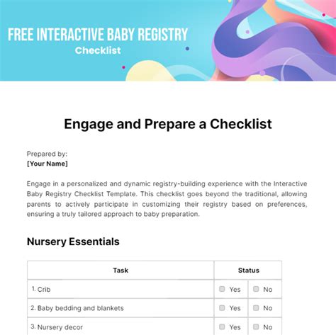 Free Interactive Baby Registry Checklist Template to Edit Online