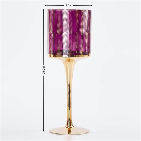 Buy Maya Heidi Glass Printed Pedestal T-Light Holder from Home Centre ...