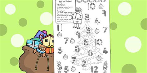 Christmas Colour and Roll Worksheet