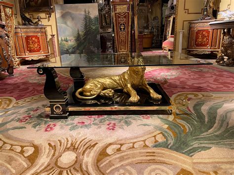 Luxurious Designer Coffee Table Panther Gold Plated with Piano Black at ...