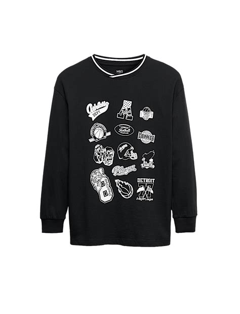 Buy Pure Cotton Graphic Long Sleeve Top (6-16 Yrs) at Marks & Spencer