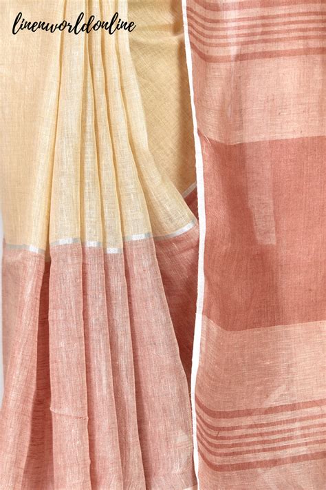 Handwoven Pastel Pure Linen Saree