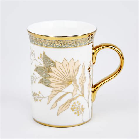 Buy Ebony Set of 4 Bone China Floral Print Mugs - 390ml from Home ...