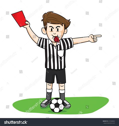 Referee Soccer Red Card Man Stock Vector Illustration 421064824 ...