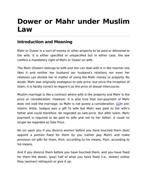 CH-1 Dower or Mahr under Muslim Law - Dower or Mahr under Muslim Law ...