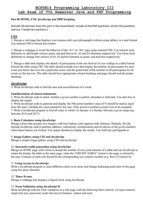PHP List - Hyper php - BCS6B14 Programming Laboratory III Lab Exam of ...