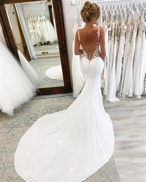 Backless Mermaid Wedding Dresses With Bow