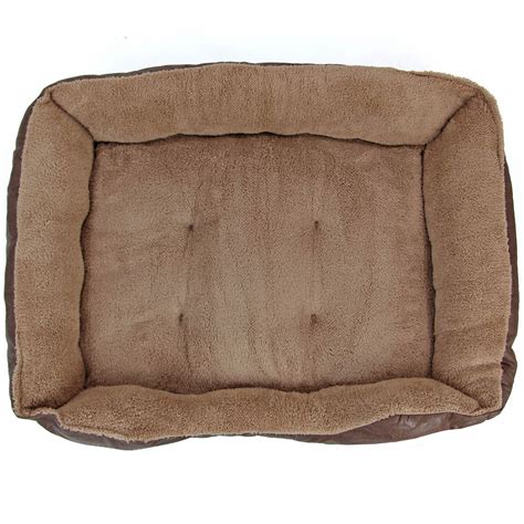 Easipet Dog Pet Bed Small-XXLarge Faux Leather Fleece in Brown