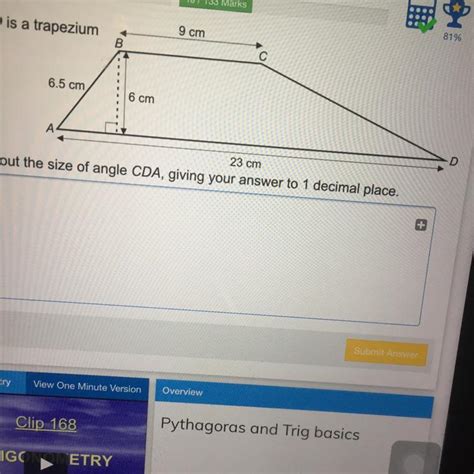 ABCD is a trapezium. Find the size of angle CDA, giving your answer to ...