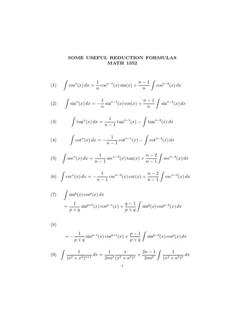 Reduction Formulae Examples 的图像结果
