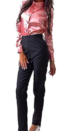 Buy Energy Women's Turn-Down Collar Button Long-Sleeve Pure Color ...