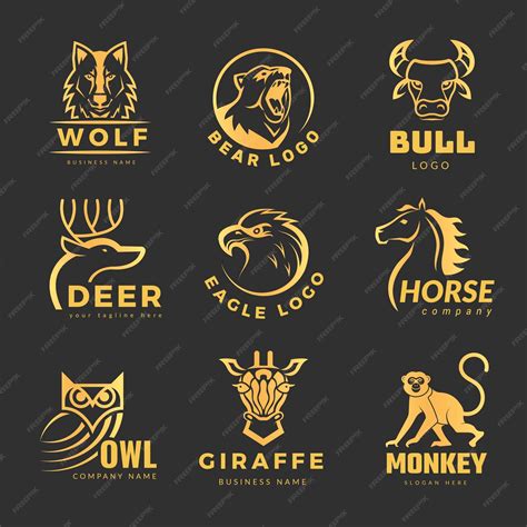 Animals logo business identity symbols with stylized pictures of ...