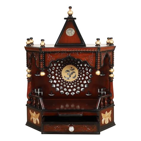 Aikyam Wall Mount Pooja Mandir without Door (Brown Gold)