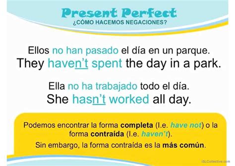 Present Perfec explanation spanish: English ESL powerpoints