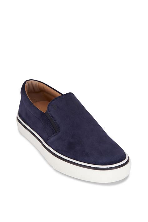 Tod's - Cassetta Blue Suede Slip On Sneaker | Mitchell Stores