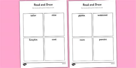 The Tailor of Gloucester Read and Draw Worksheet - Twinkl