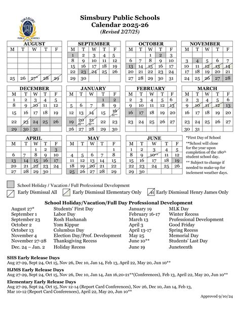 Simsbury Public Schools Calendar CT 25-26 Revised [pdf] - EduCounty