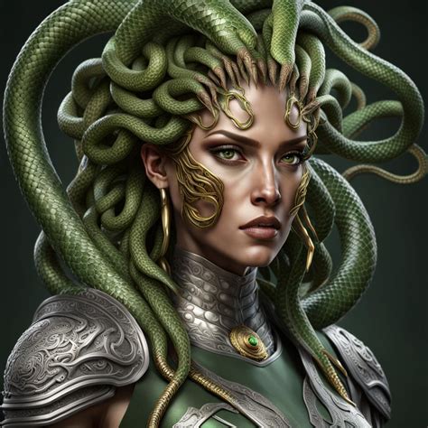 ((best quality)), ((masterpiece)), ((realistic)), Medusa, full body ...