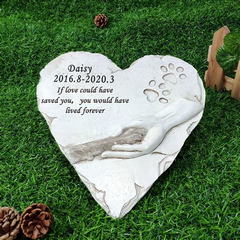 Personalised pet memorial stones for dog Heart memorial grave | Etsy