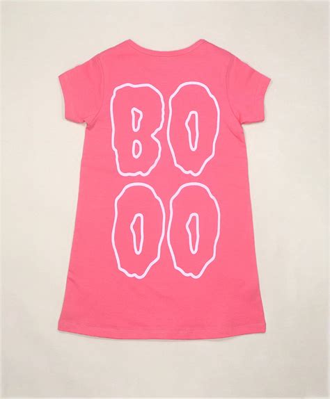 Boo Cartoon Print Crew-Neck Girls T-Shirt Dress- Be Awara