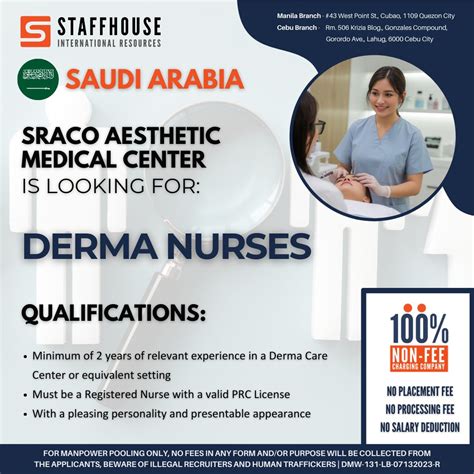 Now Hiring: Derma Nurse for SRACO Aesthetic Medical Center in Saudi ...