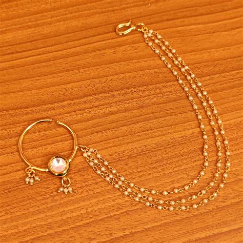 ROUND KUNDAN MEENAKARI & PEARL BRIDAL NOSE RING – Sanvi Jewels