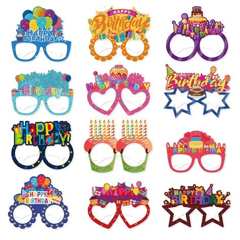 12 PIEZAS Gafas y sombreros de papel con temática de Feliz Cumpleaños ...
