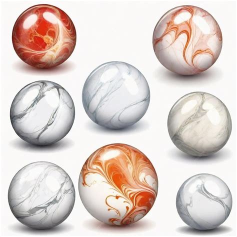 A series of marbles with orange and white marbles | Premium AI ...
